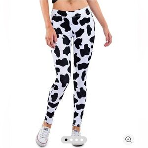Tipsy Elves Black and White Cow Pattern Leggings